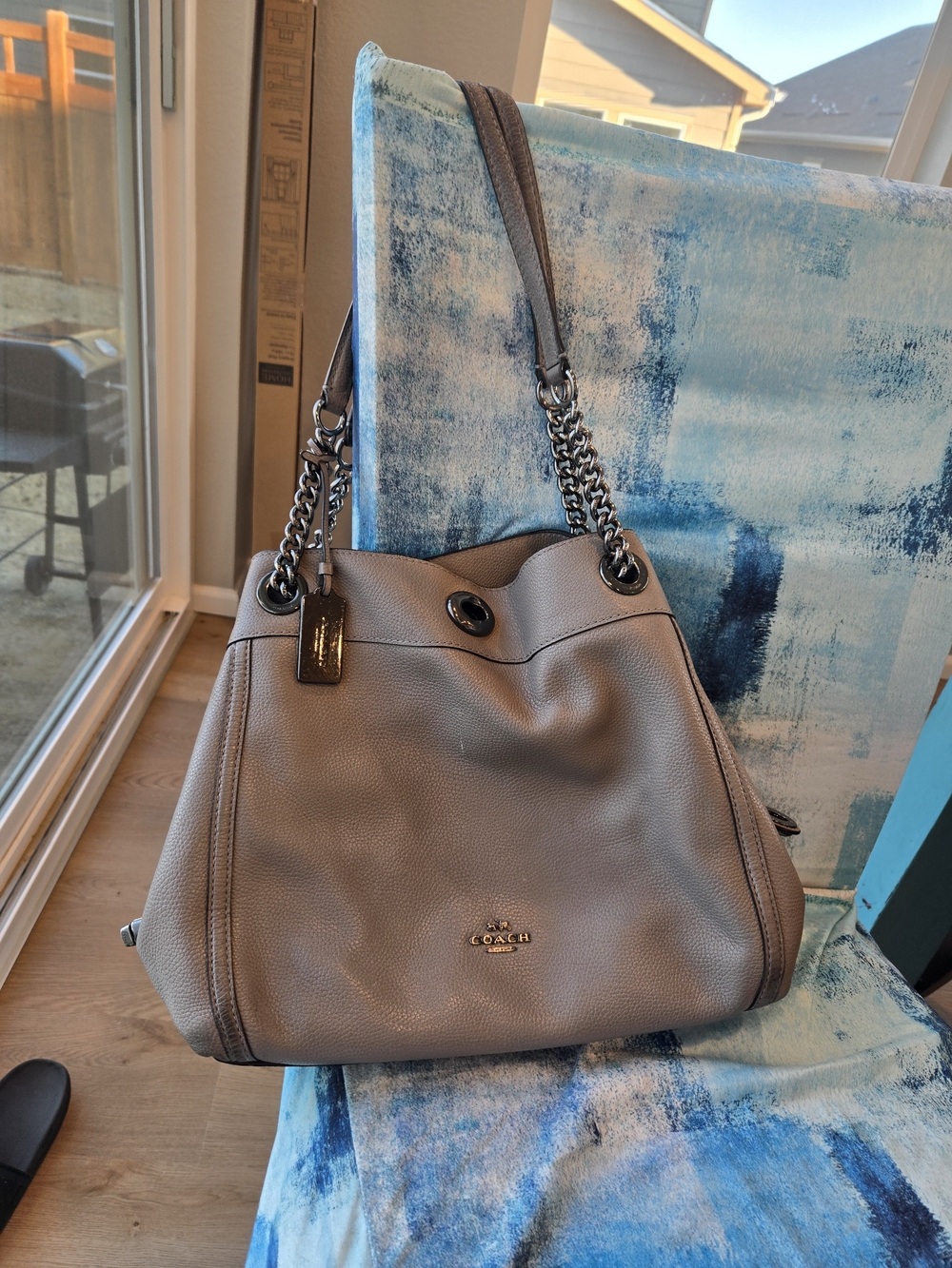 Coach Pebble Leather Shoulder Bag in Taupe With Wallet